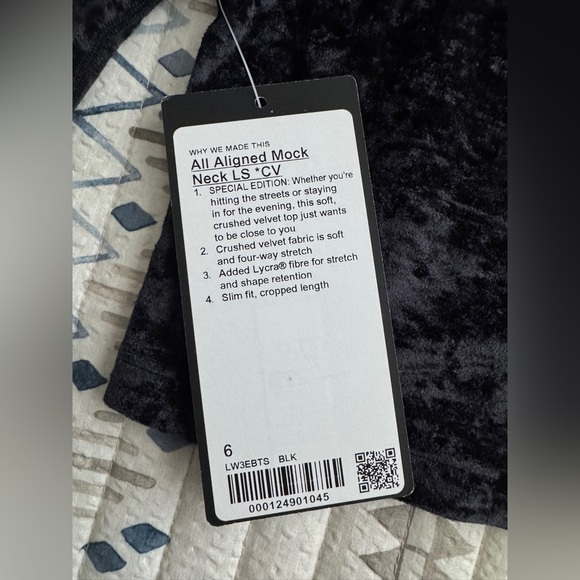 ✨SPECIAL EDITION✨Lululemon All Aligned Mock Neck Long Sleeve *Crushed Velvet BLK - Picture 6 of 7